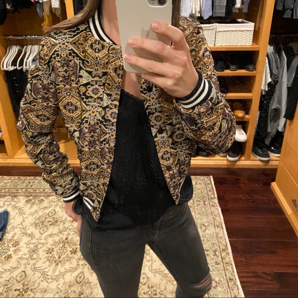 Maje Brocade varsity style jacket, size 38